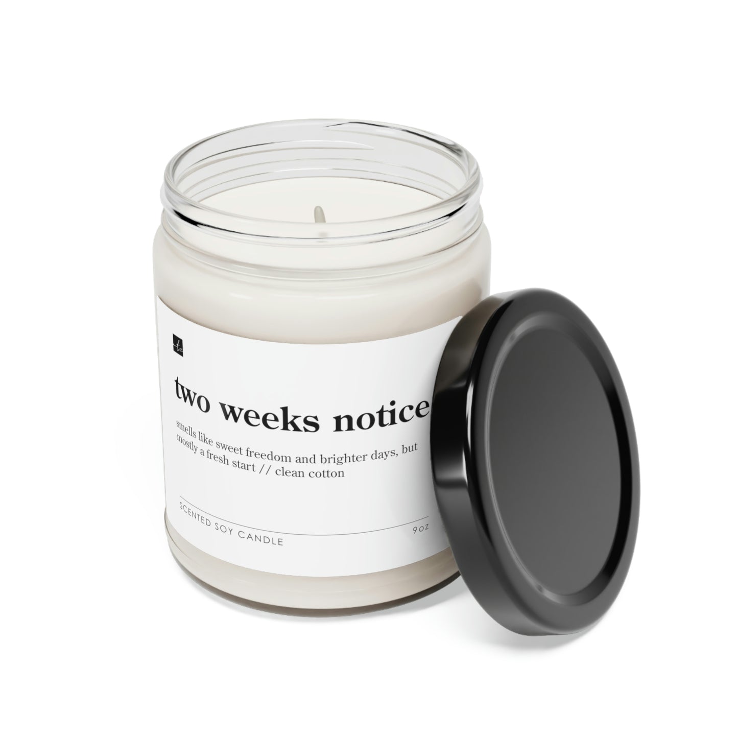 Two Weeks Notice // Clean Cotton Scented Soy Candle, 9oz