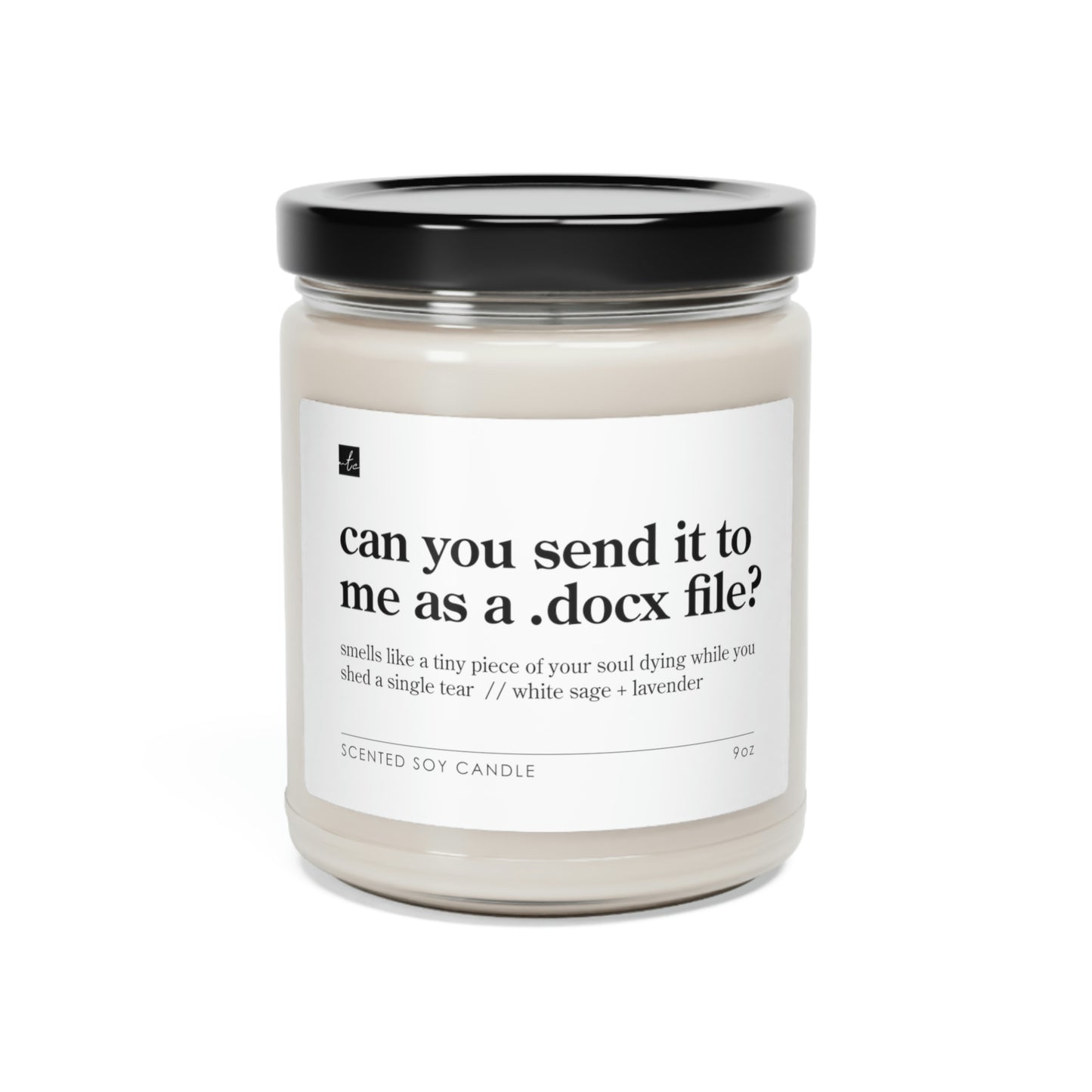 Can you send it to me as a .docx file? // White Sage + Lavender Scented Soy Candle, 9oz