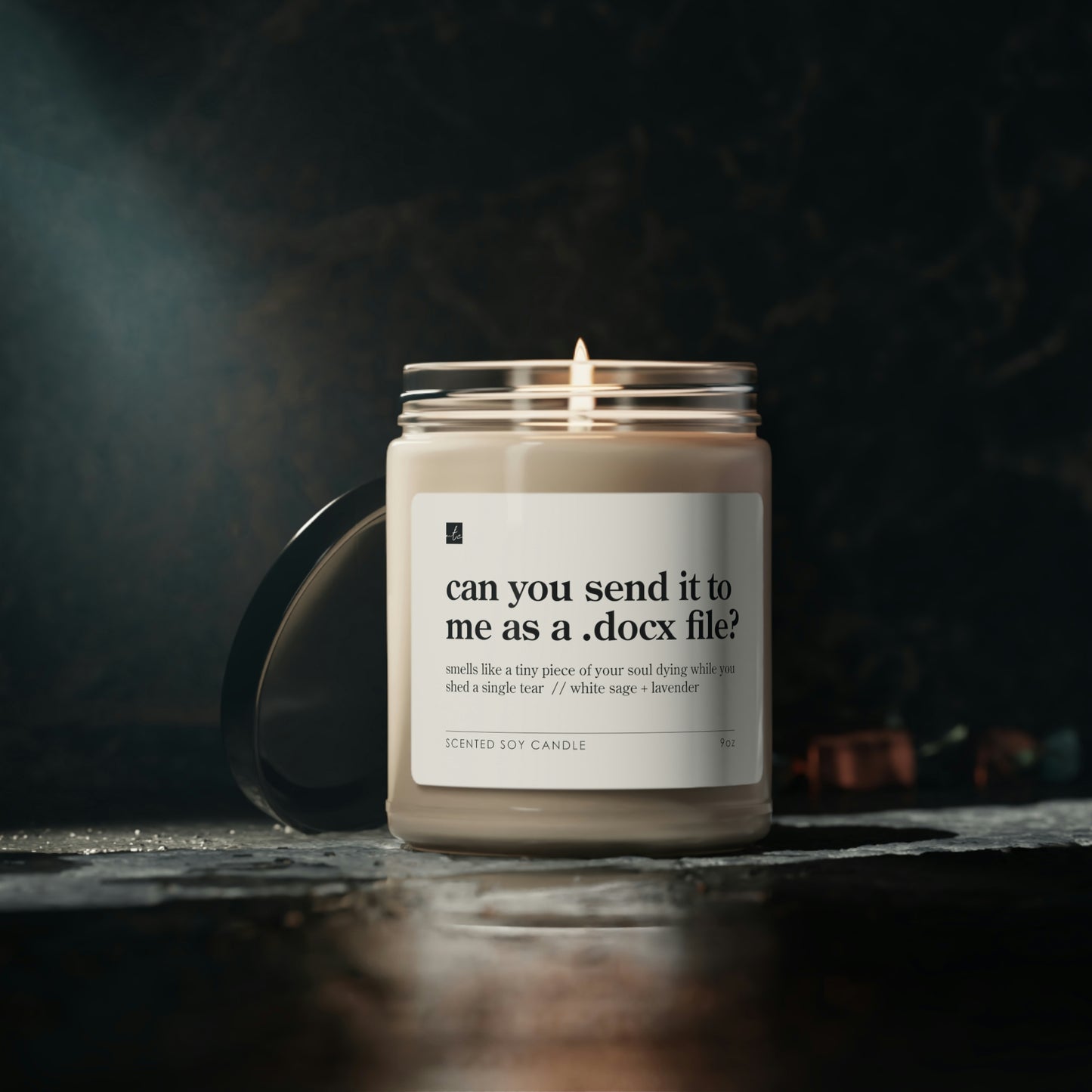 Can you send it to me as a .docx file? // White Sage + Lavender Scented Soy Candle, 9oz